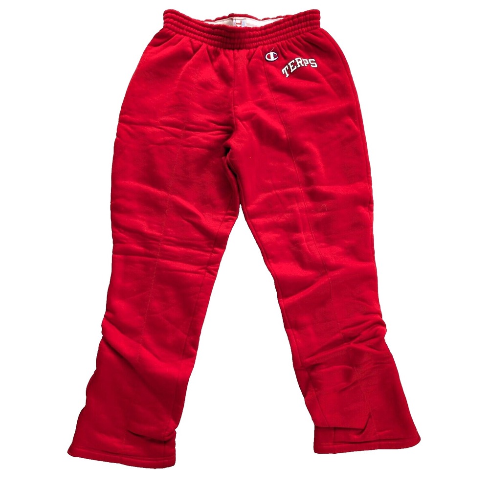 Mens XXL Vintage Champion Sweatpants Maryland Terps 80s Terps Red Double Lined‎